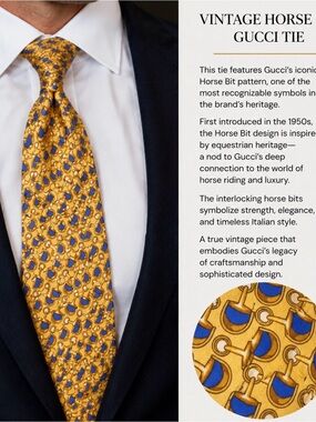 Gucci Vintage Iconic Horse Bit pattern Silk Tie